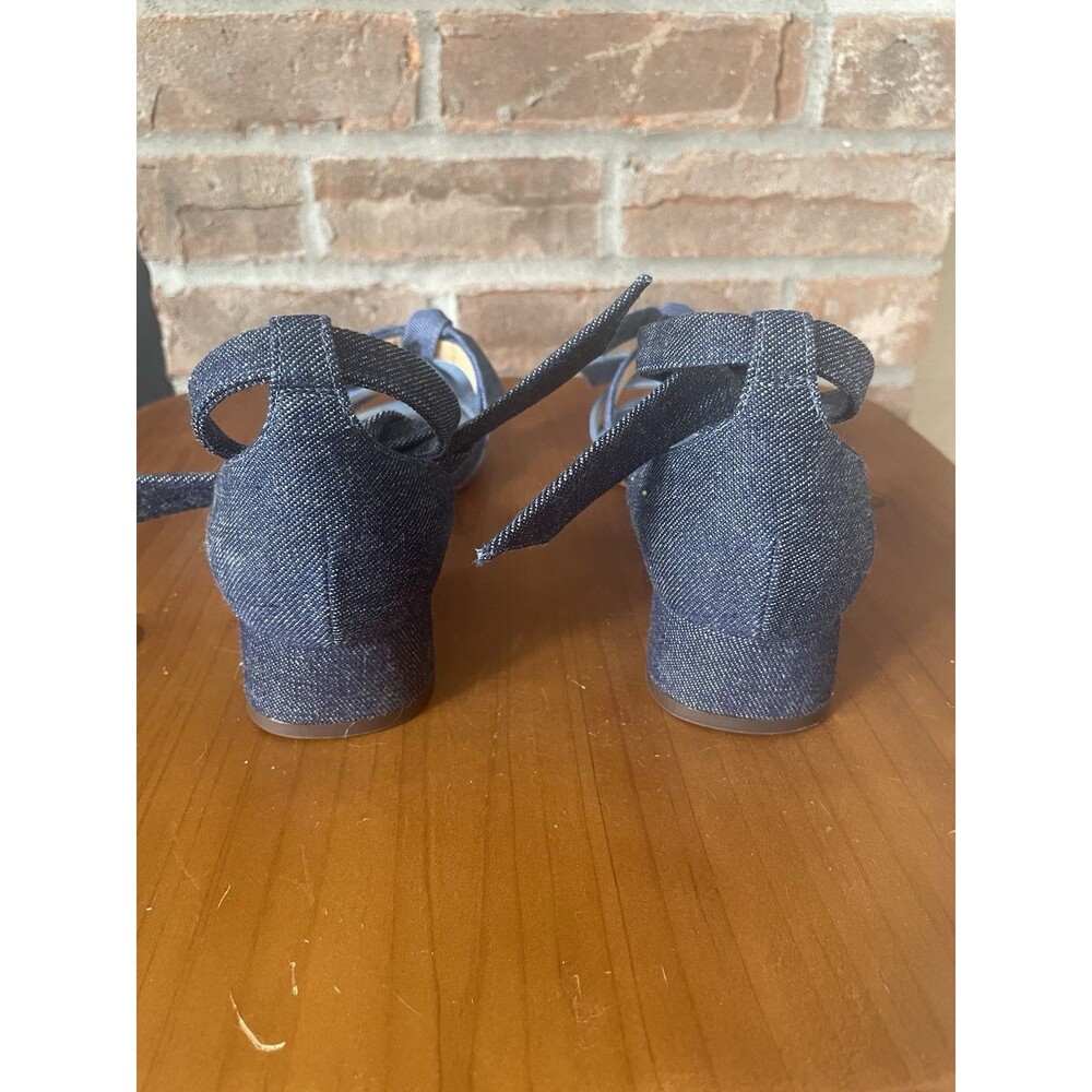 Alexandre Birman Heel Sandals Size 37 Blue Denim Bow Ankle Wrap MSRP $395 - Picture 10 of 13